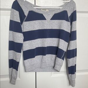 Garage Women's Navy and Gray Striped Sweater